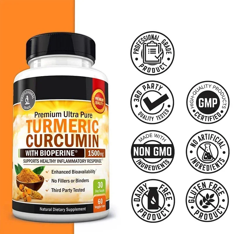 

1 bottle Turmeric Capsules Health Food, Strong Immune System Supports Blood Circulation, Dietary Supplement, Free Shipping