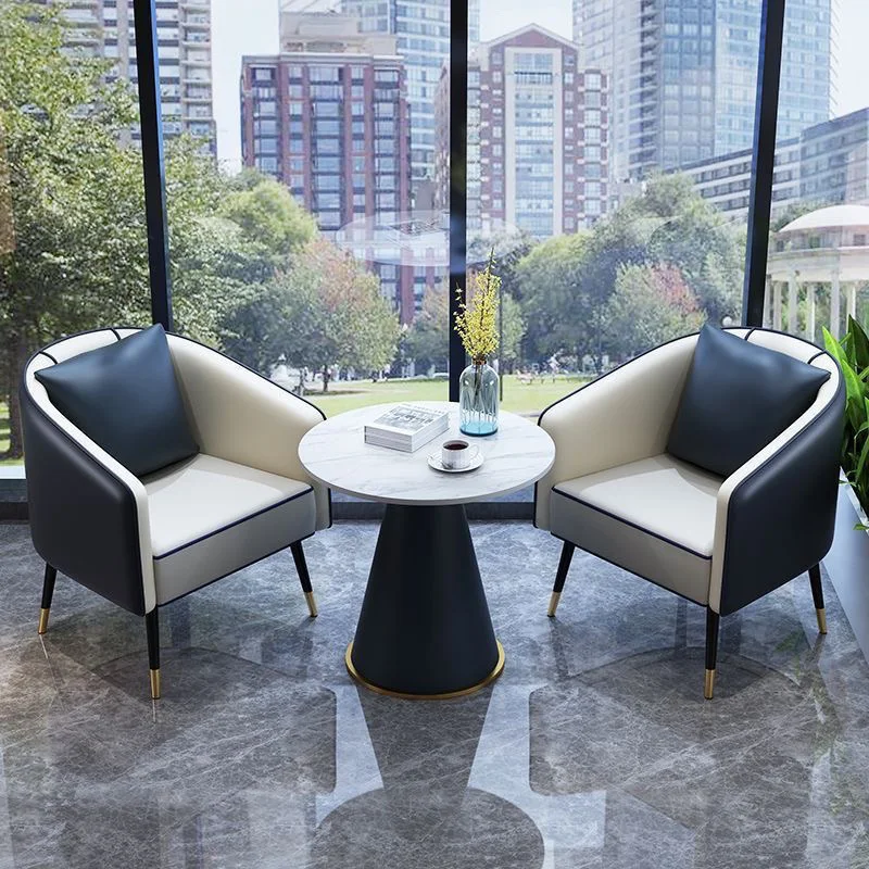 custom.[Easy Installation] Light Luxury Sales Office Simple Negotiation Table and Chair Set Reception Coffee Table Hotel Beauty