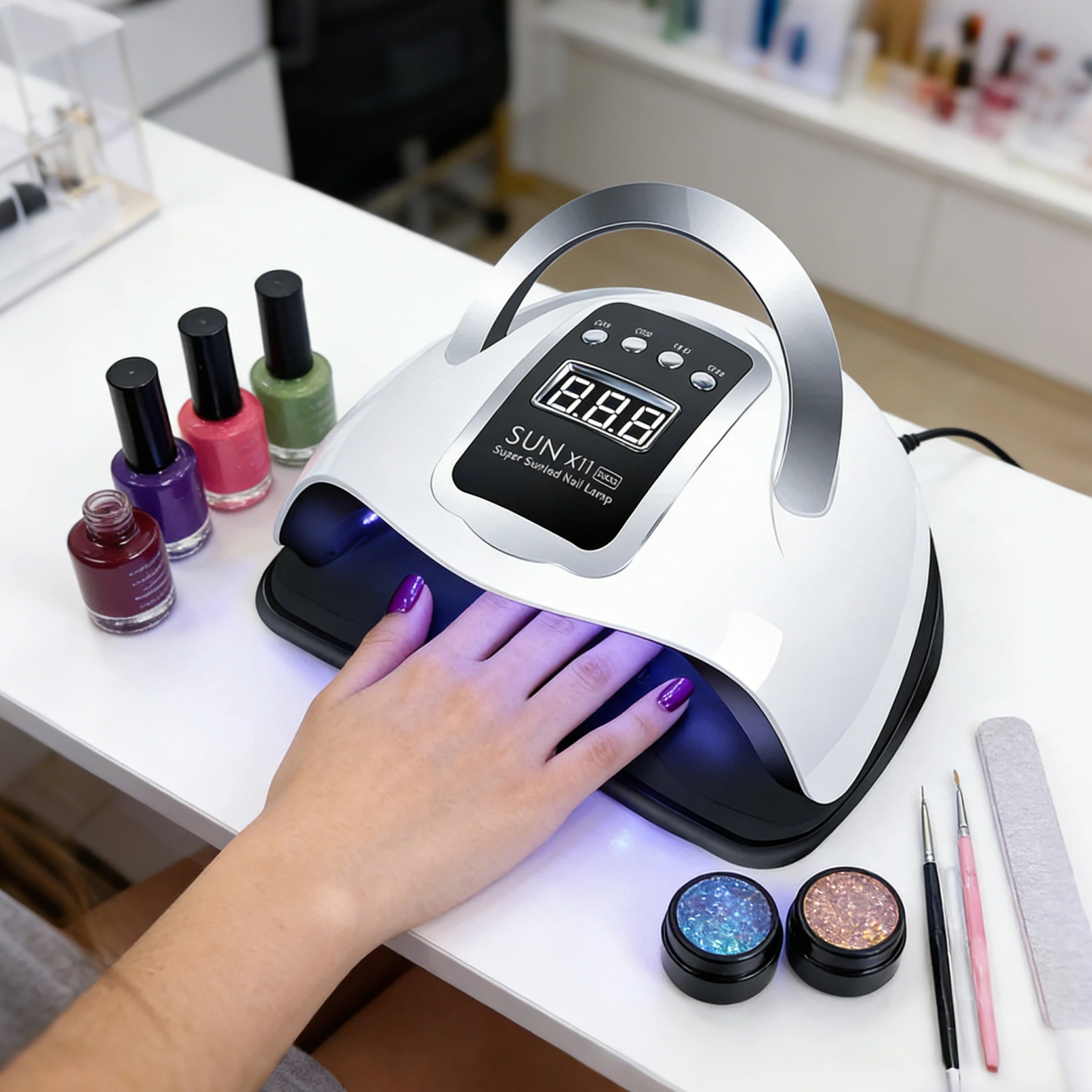 SUN X11 MAX Lampada professionale per asciugare le unghie per manicure Macchina per asciugare lo smalto gel per unghie da 280 W con sensore automatico Lampada per unghie UV LED