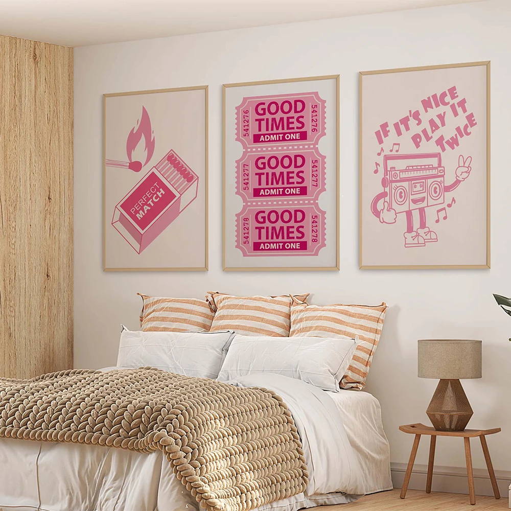 الرجعية العصرية جدار الفن ضيف الاختيار يطبع محظوظ لك المشارك أحمر الخدود الوردي الفاتح Preppy غرفة ديكور شقة الجمالية مضحك Y2k النوم