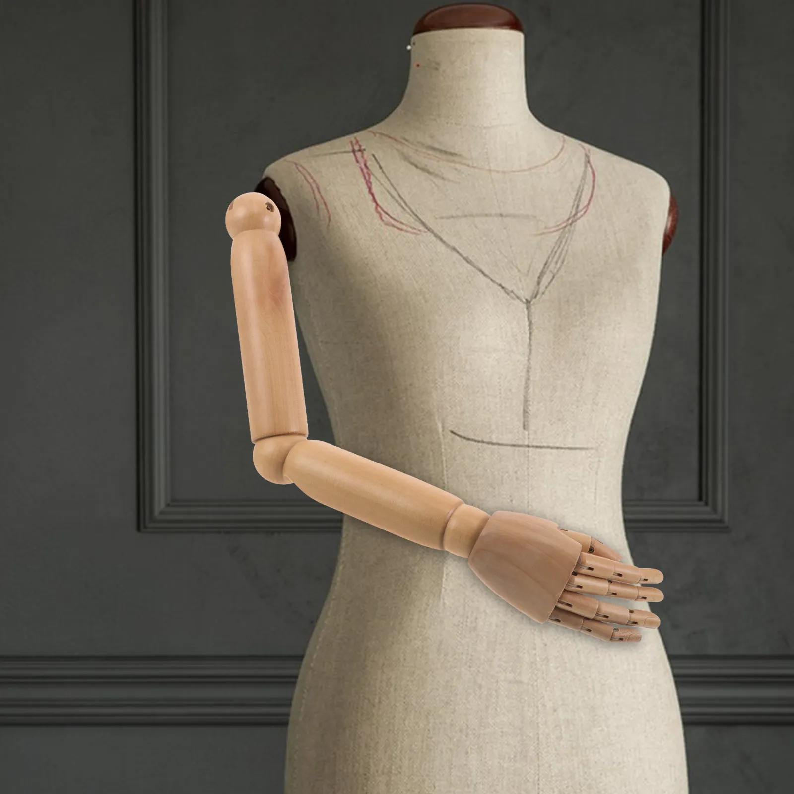 

1Pair Realistic Wooden Poseable Mannequin Arm with Flexible Articulated Joints for Jewelry Display Drawing Art Projects Clothing