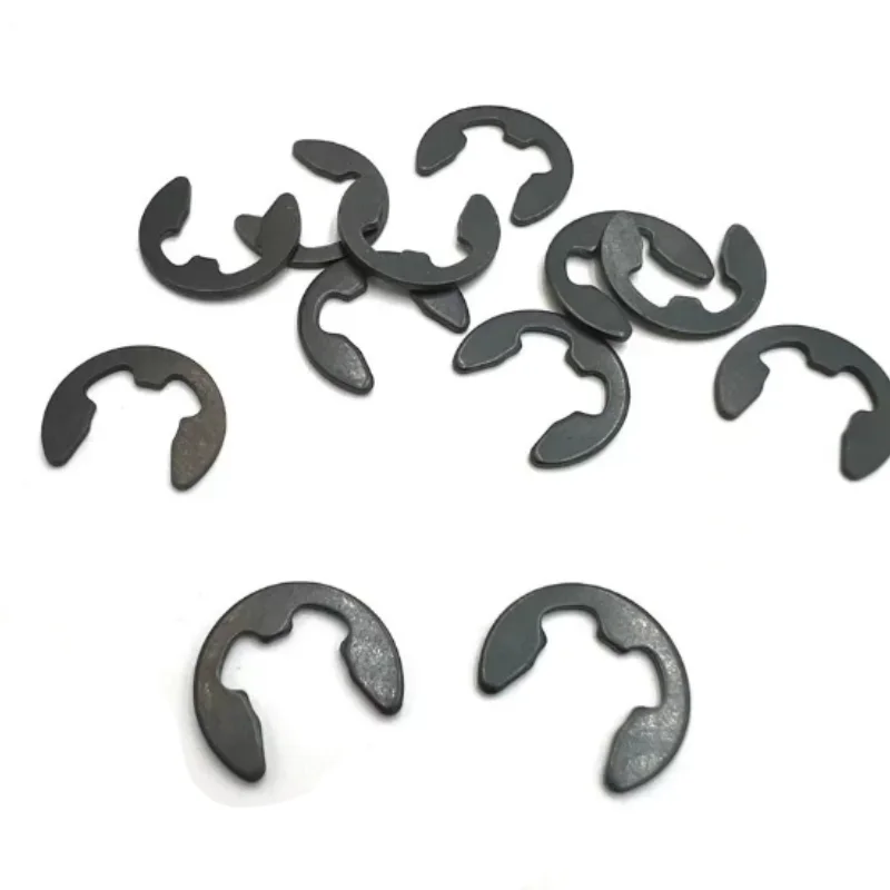 10/50/100 M1.2 M1.5 M2 M3 M3.5 M4 M5 M6 M7 M8 M10 toM24 Black 65mn Steel E Clip Circlip Retaining Ring Washer for Shaft Fastener