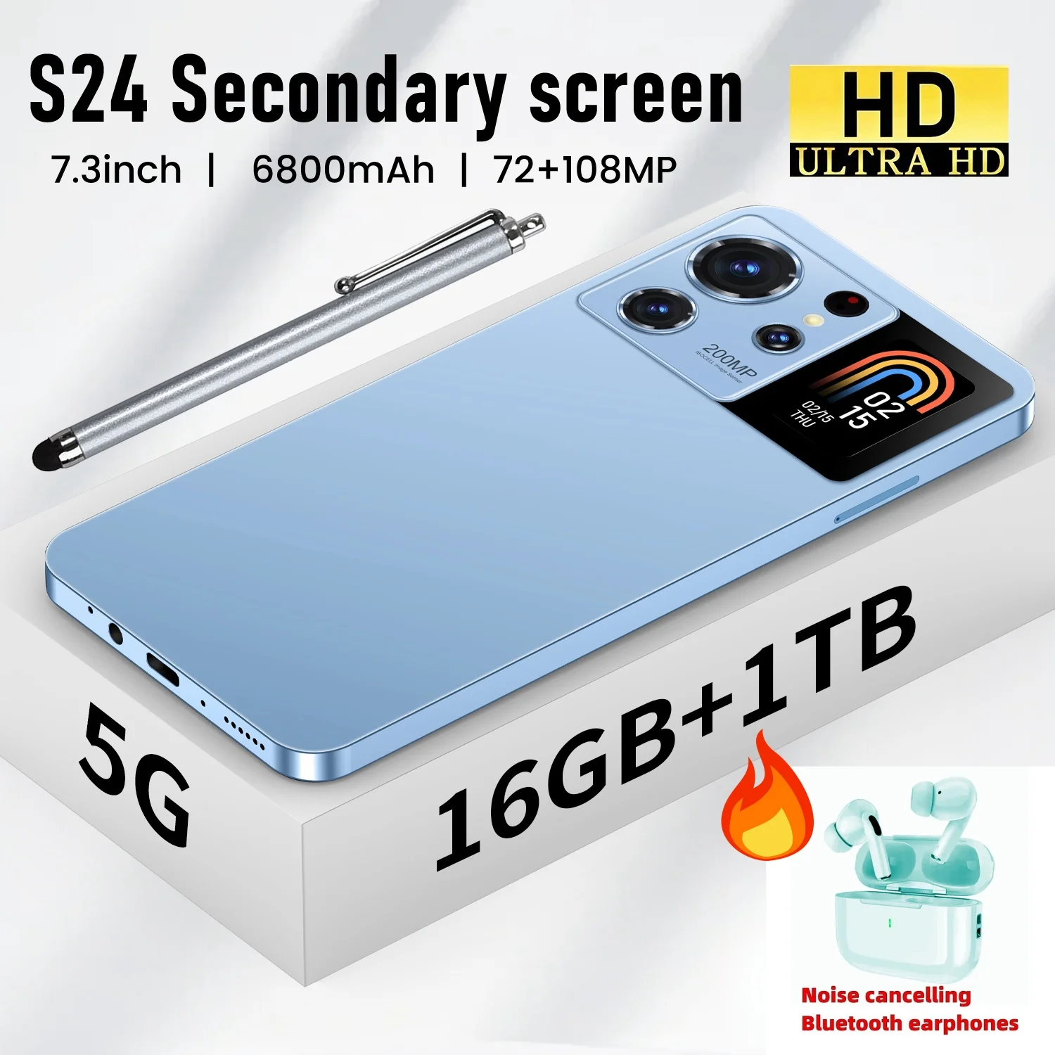 

S24 Ultra Smartphone 7.3inch Original Global Version Android13 Mobile Phone Snapdragon 8 Gen 2 Cell Phone 5G Dual Sim Cellphones