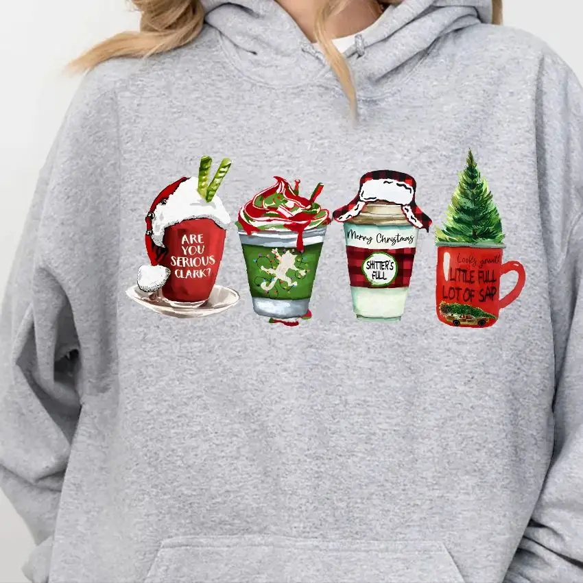 

Aesthetic Sweatshirt Long Sleeves Stylish Pullover Graphic Hoodies Crew Neck Unisex Casual Daily Wear Christmas Coffee Latte
