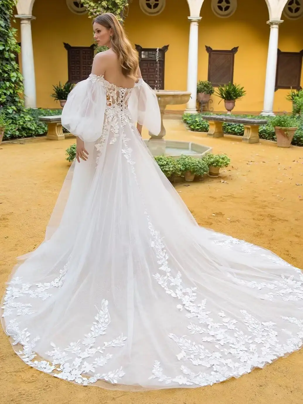 Robe de mariée en Tulle, épaules dénudées, avec des appliques en dentelle, ligne A, longueur au sol, robe de mariée formelle
