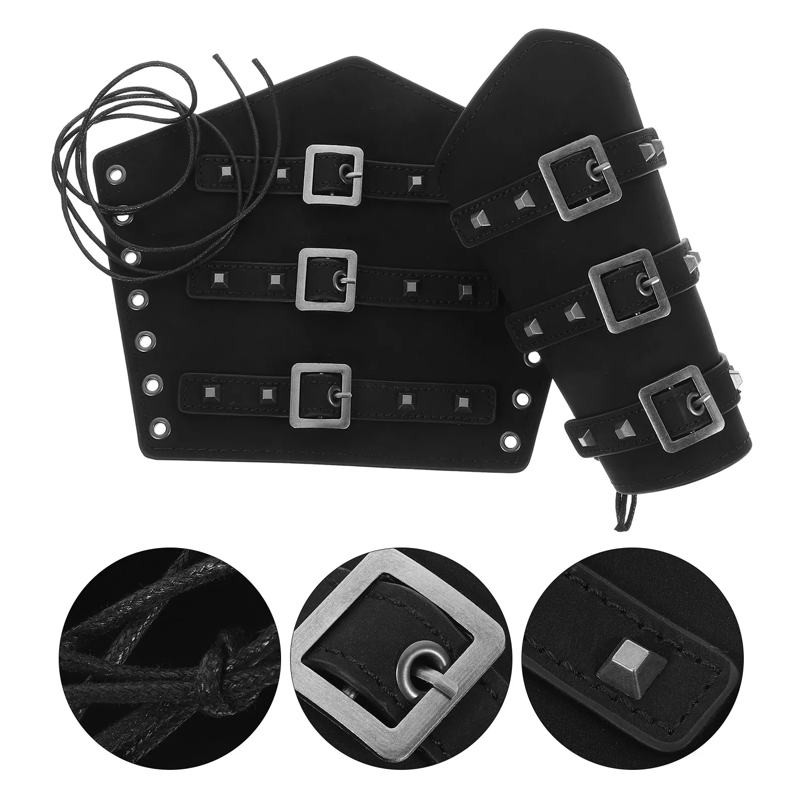 

1Pair Sturdy Lightweight Medieval Wristband Arm Guard for Men Women Cosplay Stage Play Horse Riding Punk Style Halloween Prop