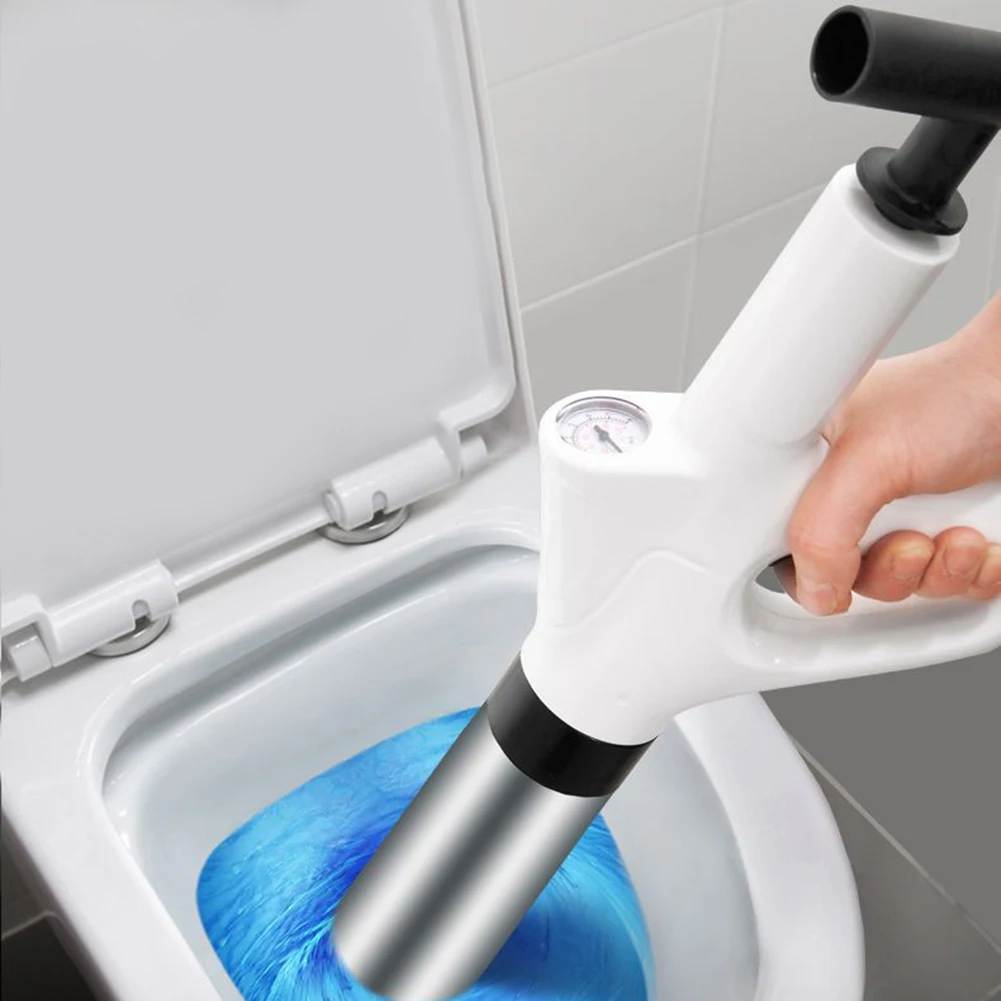 Plumbing Tools Stainless Steel Plunger Toilet with Real-Time Barometer Snake Drain Clog Remover for Toilet Bathroom Floor Drain