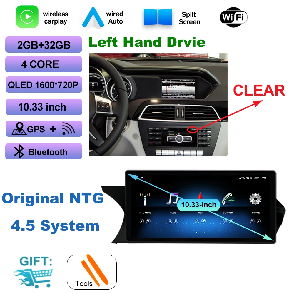 Draadloze CarPlay voor Mercedes Benz C Klasse W204 2007-2014 Auto Multimedia Speler Android Spiegel Link AirPlay Functie Navi GPS