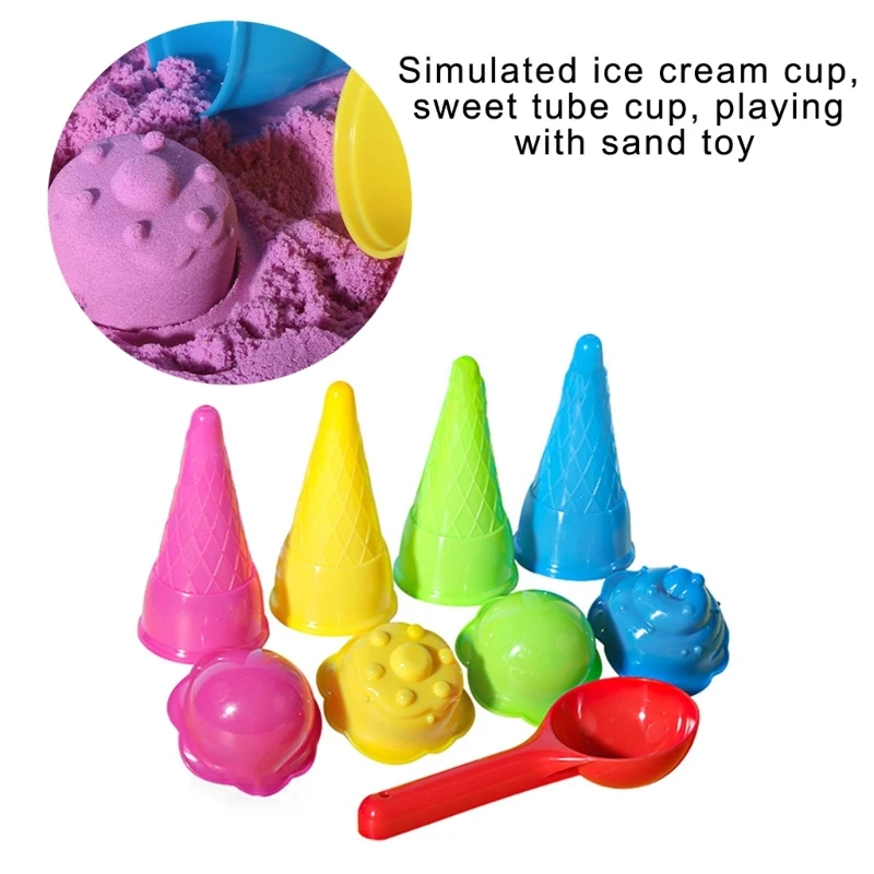 Y1ub Ice Cream Beach Building Cetakan Persediaan untuk Gadget Anak -Anak untuk Pasir & Pantai