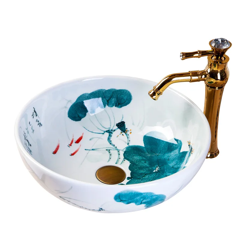

Blue and white ceramic simple washbasin washbasin hand-painted series