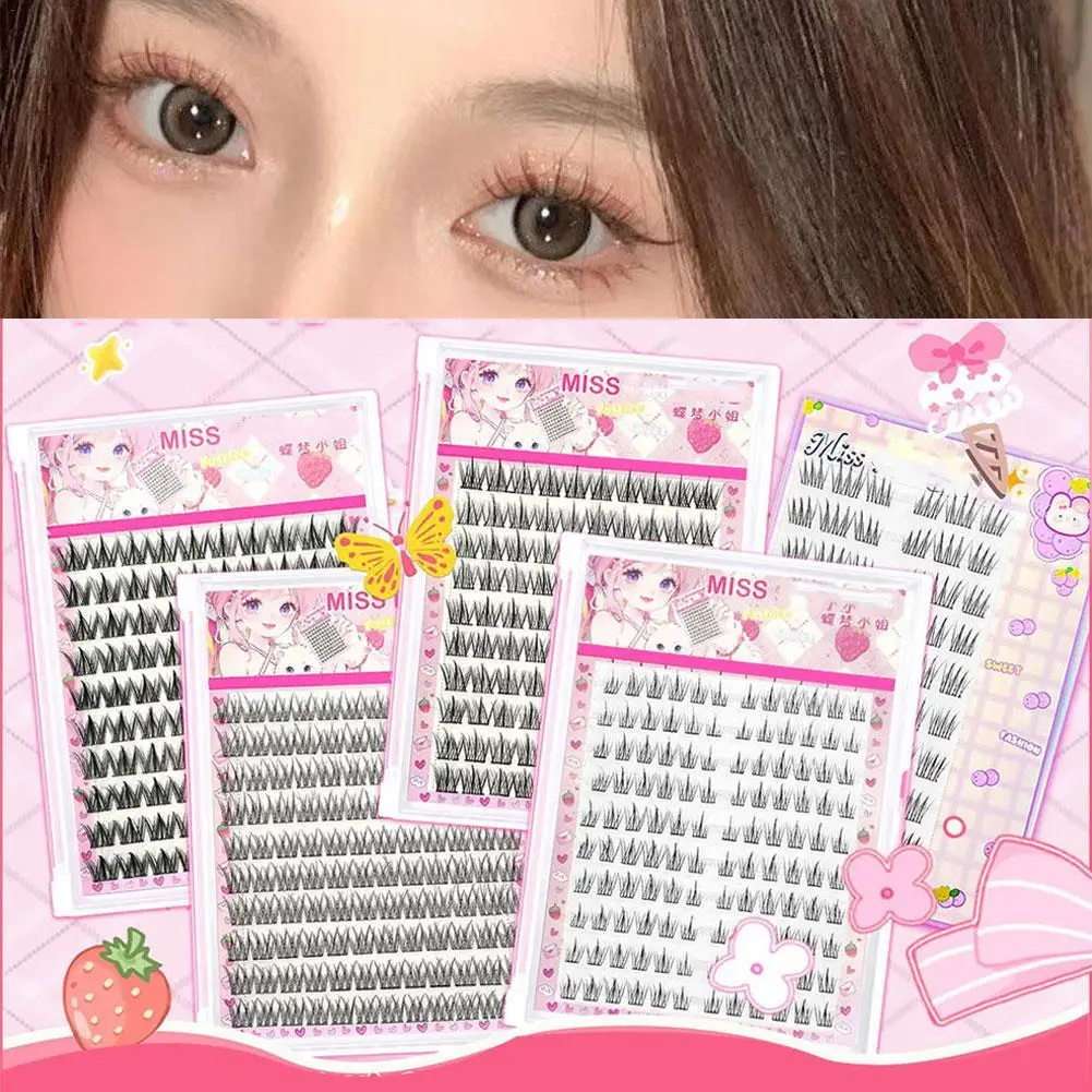 

Fluffy Self-adhesive False Eyelashes with Fish Tail Design No Glue Required Anime Thick Sunflower Curling Lash Extension DIY set