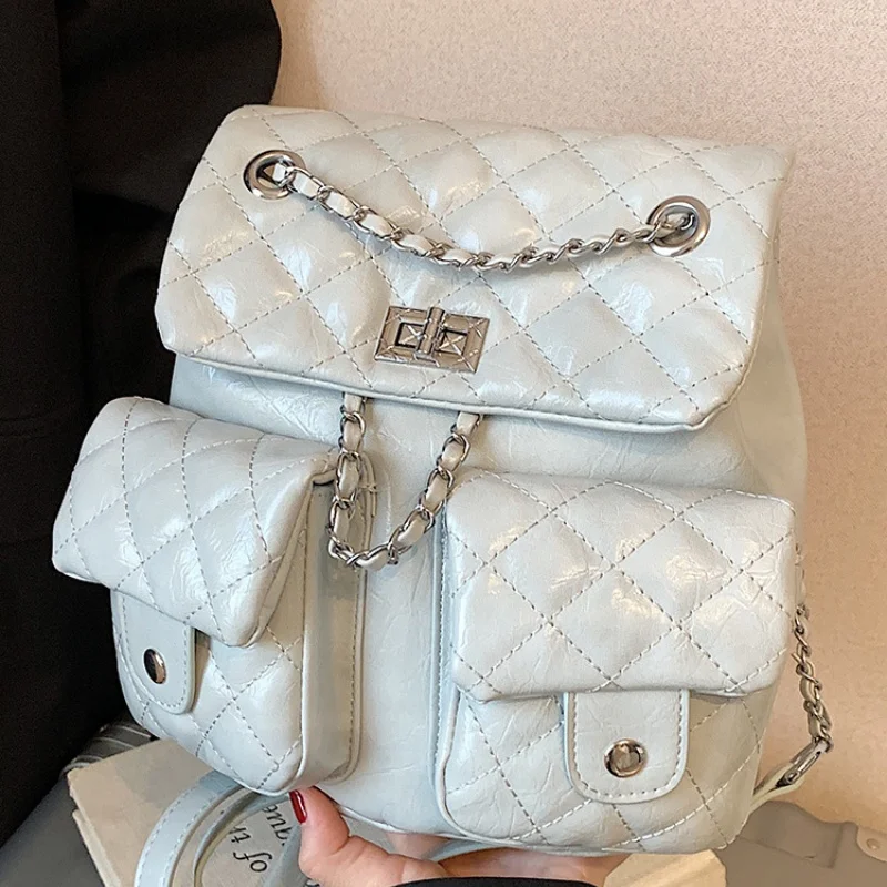 

2025 Новый легкий мини-рюкзак, милый корейский стиль, модный пригородный рюкзак с цепочкой и ремешком для женщин и студентов