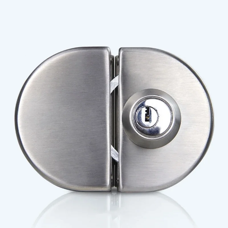 Glass Door Lock Stainless Steel Double Bolts Swing Push Sliding Control No Drill Anti-Theft Security Lock with Keys