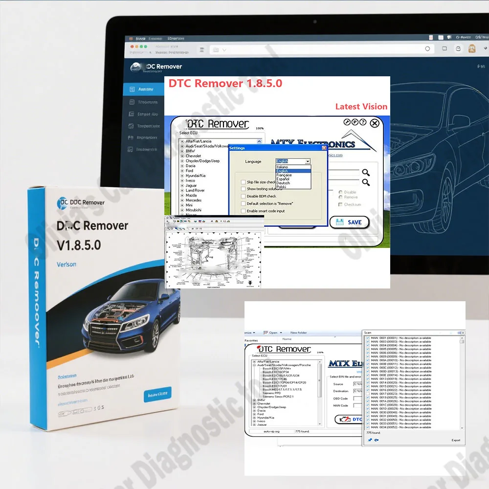 

New DTC Remover obd2 scanner For KESS KTAG FGTECH OBD2 Software MTX DTC Remover 1.8.5.0 With Keygen+ 9 Extra ECU Tuning Software