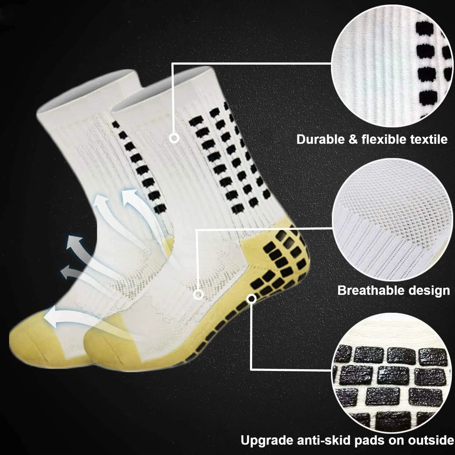 2 Pairs Set Men Grip Soccer Socks and Knee Pads Calf Sleeves Adult Youth Non Slip Leg Shin Guards for Basketball Football Sports