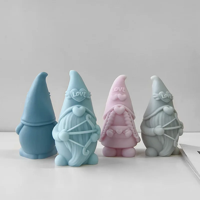 3D Valentine's Day Dwarf Candle Silicone Mold DIY Handmade Soap Aroma Plaster Ornament Mould Love Gnomes Wedding Decor Molds