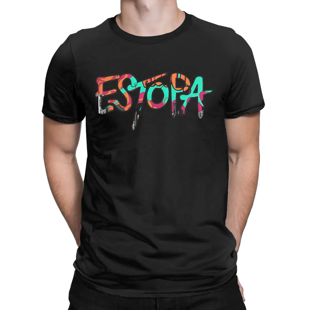 Camisetas de manga corta para hombre, camisa de cuello redondo con estampado de música Pop, guitarra artística, banda de Rock Tour, 100% algodón