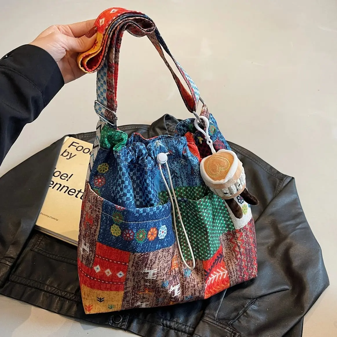 

Zeyph Dopamine Panels Canvas Bags Shoulder Bags Crossbody Bags Drawstrings Eco Friendly Designs