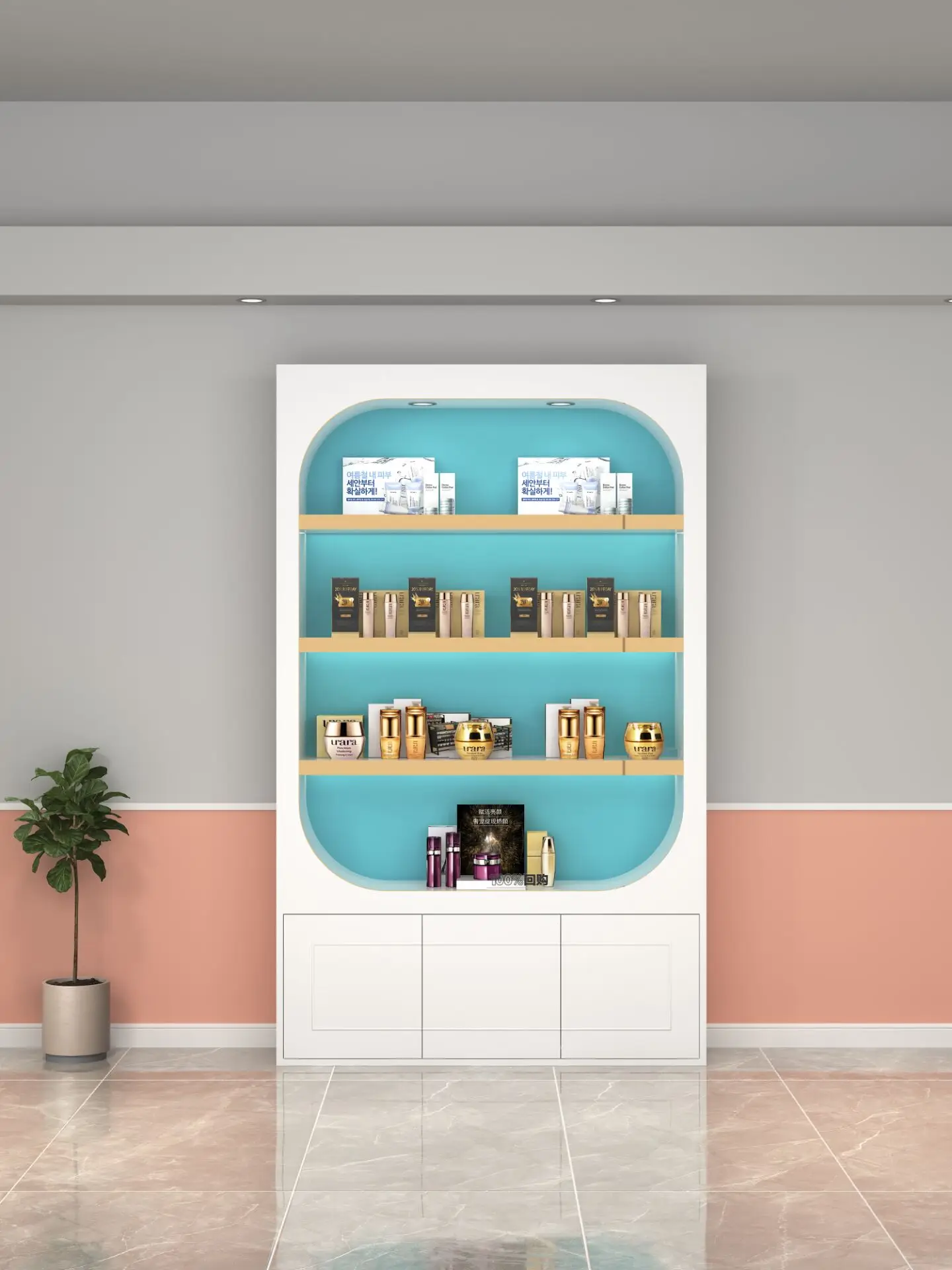 Wood Cosmetics Display Cabinet for Beauty Salon Live Broadcast Room Nail Art Products-Modern Design Eco-Friendly & Durable