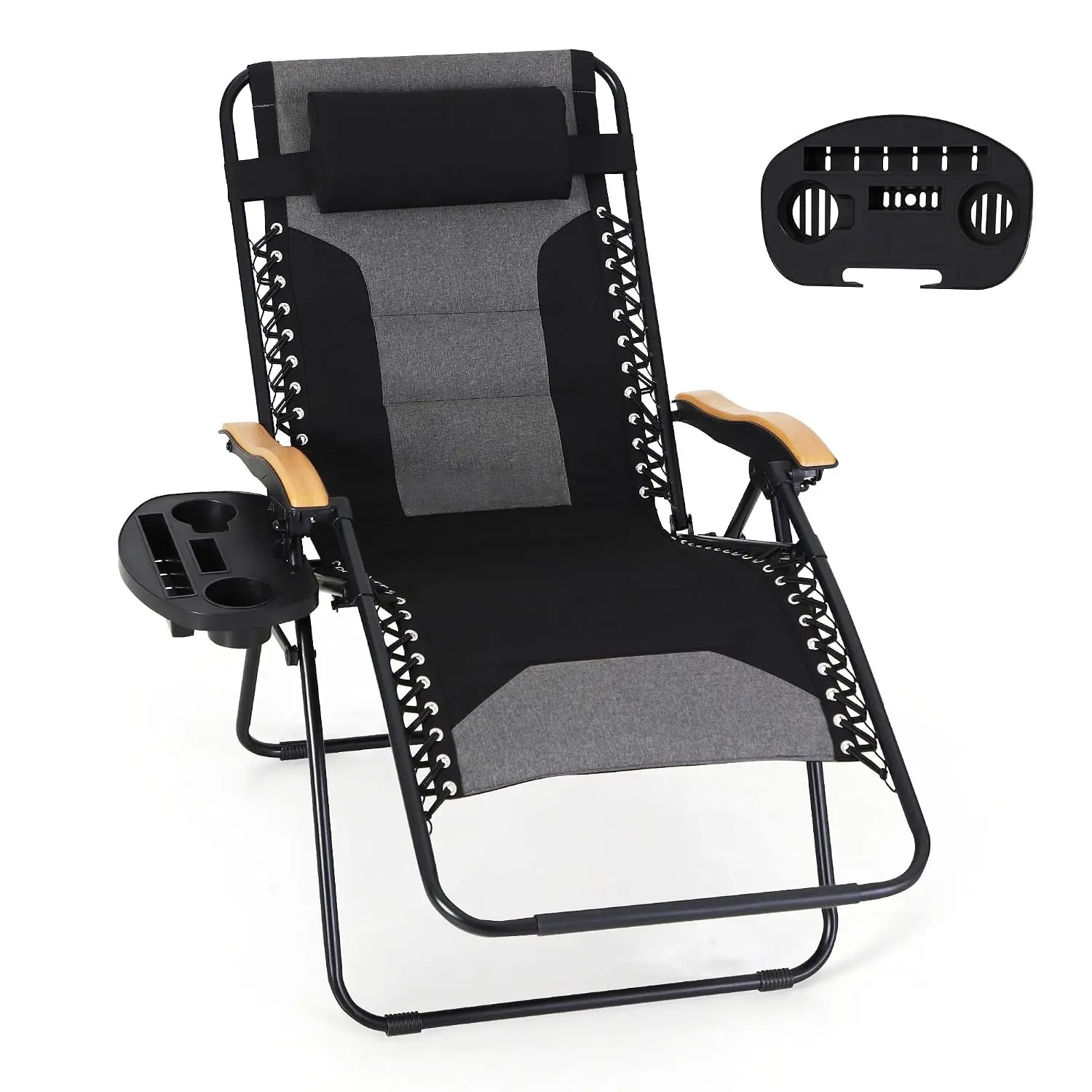 Zero Gravity Chairs, Oversized Patio Recliner Chair, Padded Folding Lawn Chair with Cup Holder Tray, Support 400lbs,, Custom