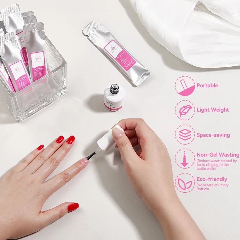 BORN PRETTY 15g 6 in 1 estensione smalto gel UV colla per unghie punte per unghie finte gel base unghie semipermanenti arte manicure autolivellante