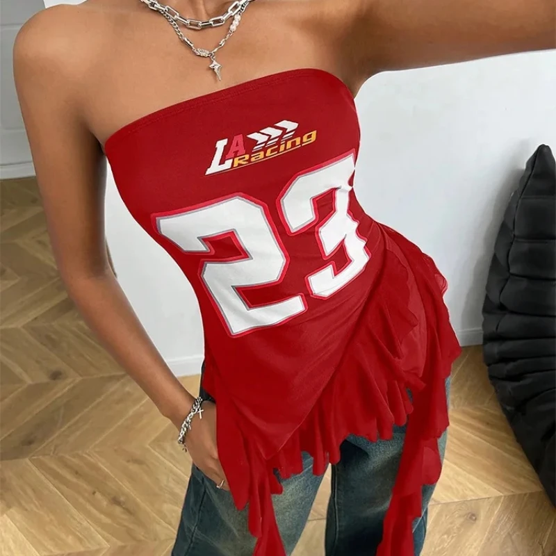 

2025 summer sexy crop top backless y2k round neck vest, crop top T-shirt soft strapless top, multi-color party sexy top