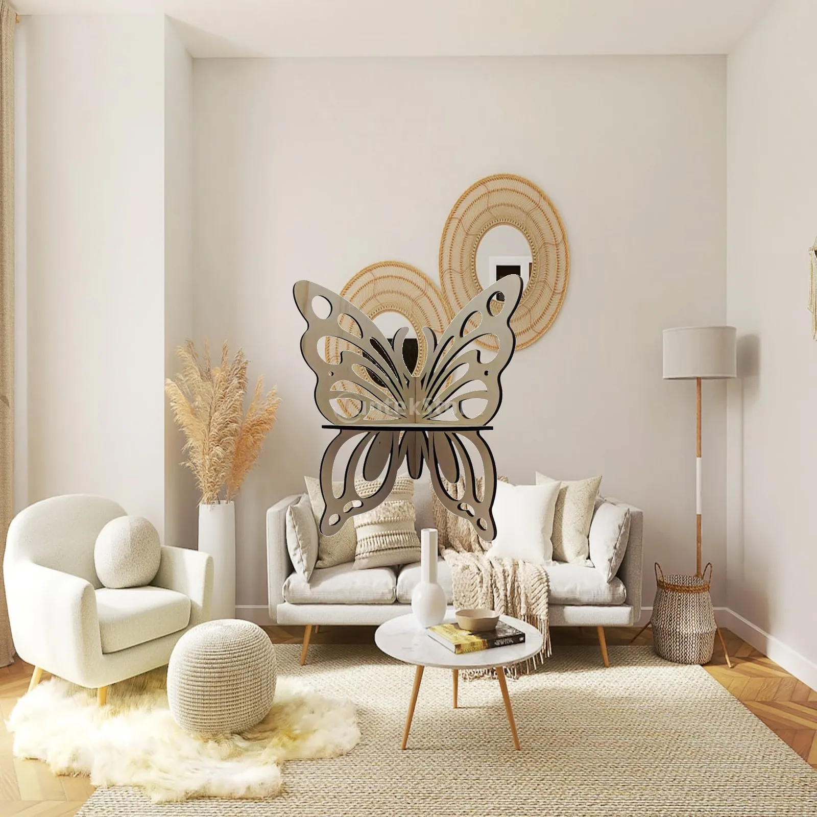 Wooden Corner Wall Shelf Butterfly Design Floating Display Rack for Room Shelf and Home Decor