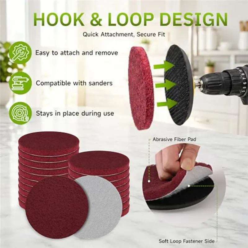 B23B Hook&Loop Scouring Pad Set 400 Grit Abrasive Nylon Scrub Pads
