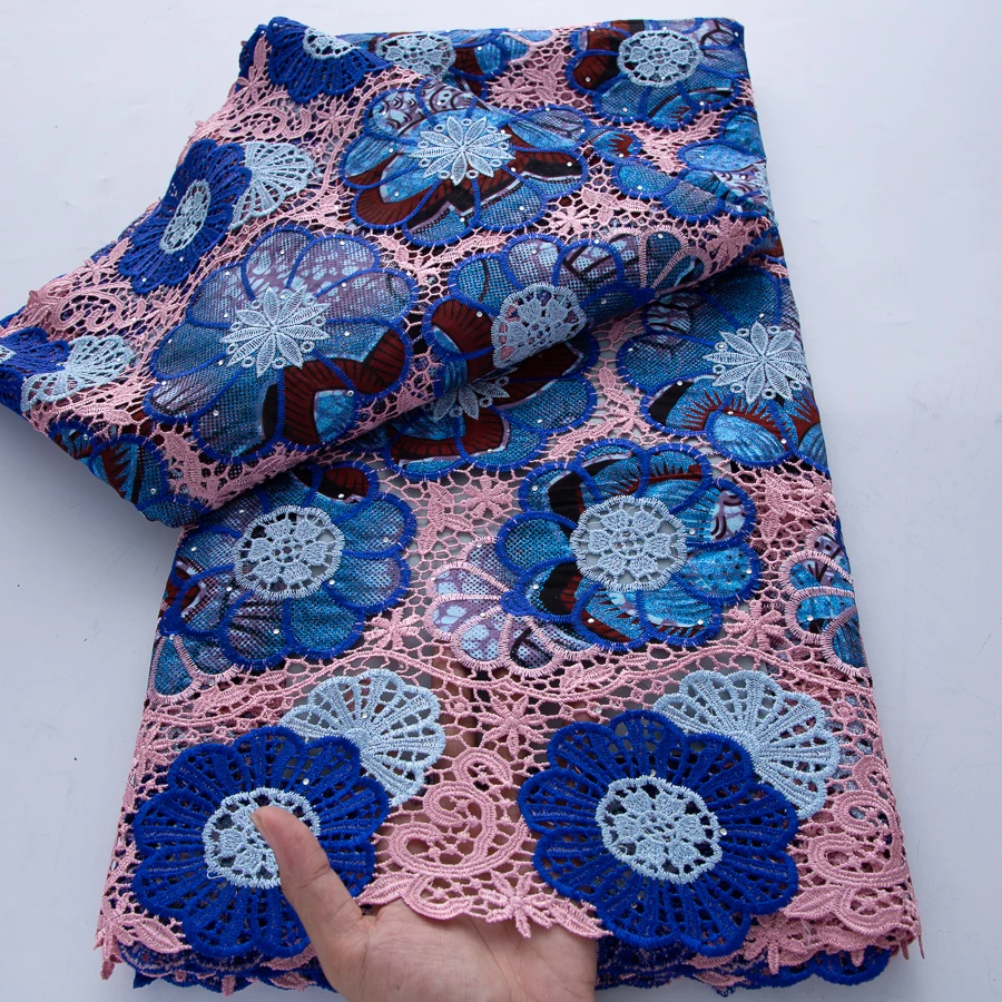 2026 African Nigerian Wax Brocade Lace Fabric High Quality Ankara Wax Satin Print Lace For Women Evening Dress Sewing Material