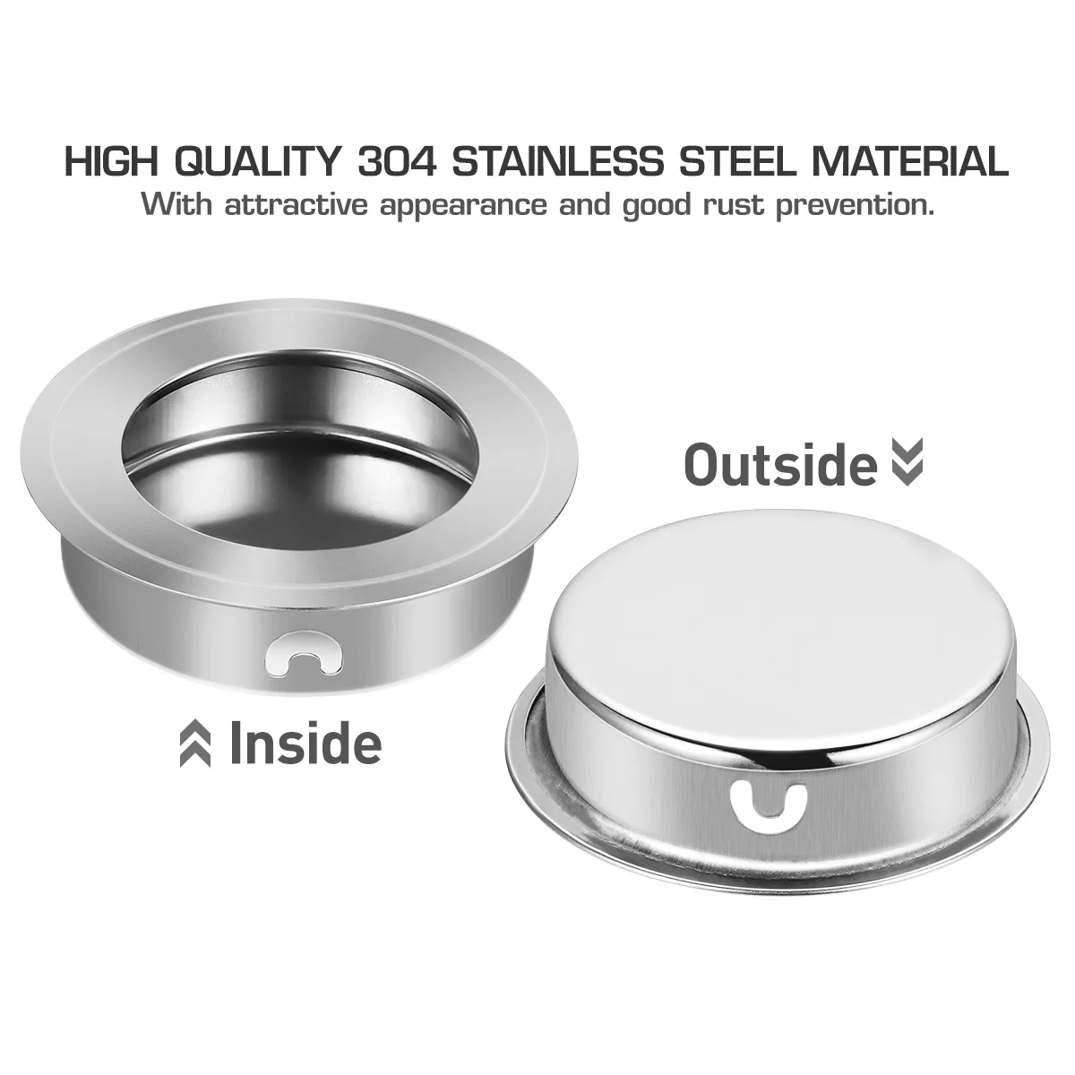 

4Pcs Stainless Steel Pull Handle 35Mm Mount Hole Round Flush Cabinet Door Drawer Slide Mechanism Recessed Finger Pull