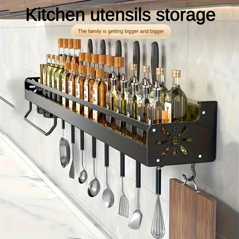 Kitchen Spice Knife Holder Storage Rack Knives Holder Knife Stand Spice Rack Organizer Shelf Wall mounted Knives Holder