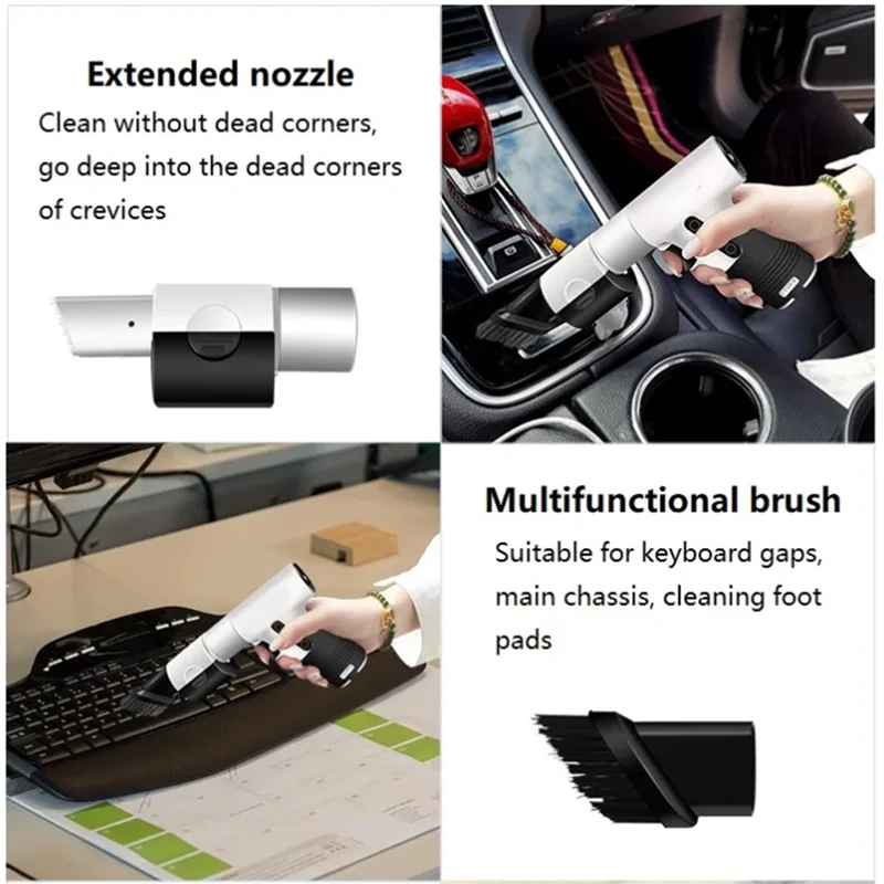 

Car Mini Vacuum Cleaner PC Air Blower Cleaning Multifunction Brush Turbo Fan Rechargeable Dust Barbecue(Yellow) Durable