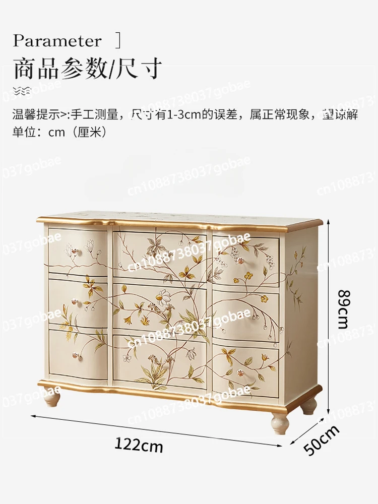 ZK retro art bedroom 9 chest cabinet living room wall locker simple French painted multi-drawer storage cabinet