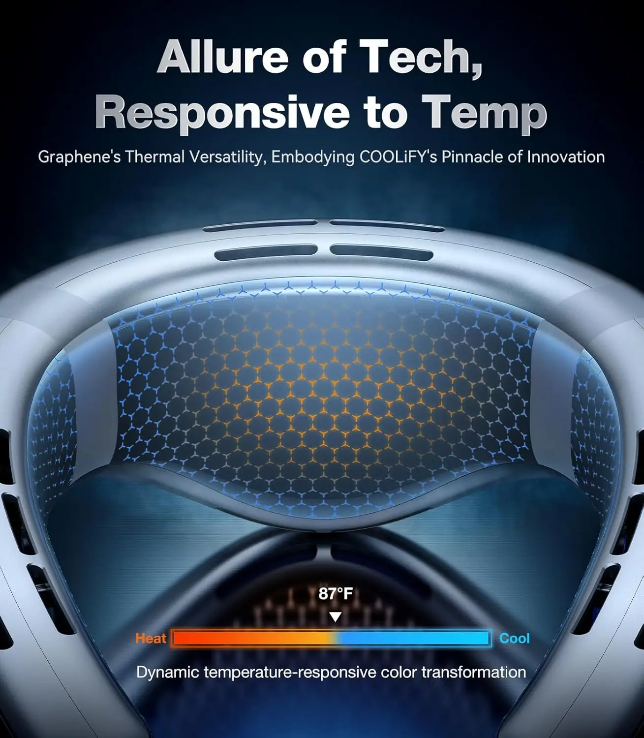 COOLIFY Cyber Alpha termocromico condizionatore d'aria da collo in edizione limitata, ventilatore da collo portatile che cambia blu-arancione ricaricabile