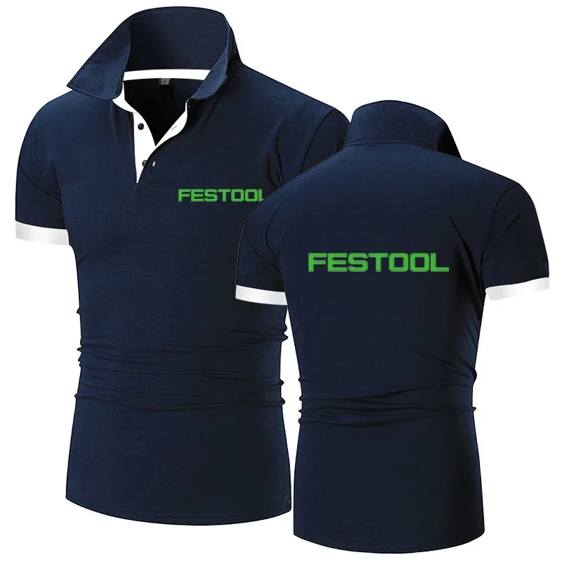 2024 Festool Tools Men's New Summer Hot Polos Shirts High Quality Short Sleeves Printing Sports Breathable Business Casual Tops