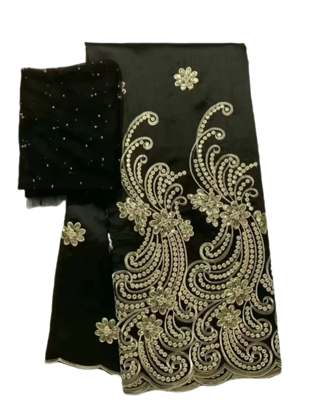 Hot 5+2Yards African Lace Fabric Nigerian George lace Fabric With Net Blouse Embroidered French Lace For Wedding Evening Dresses