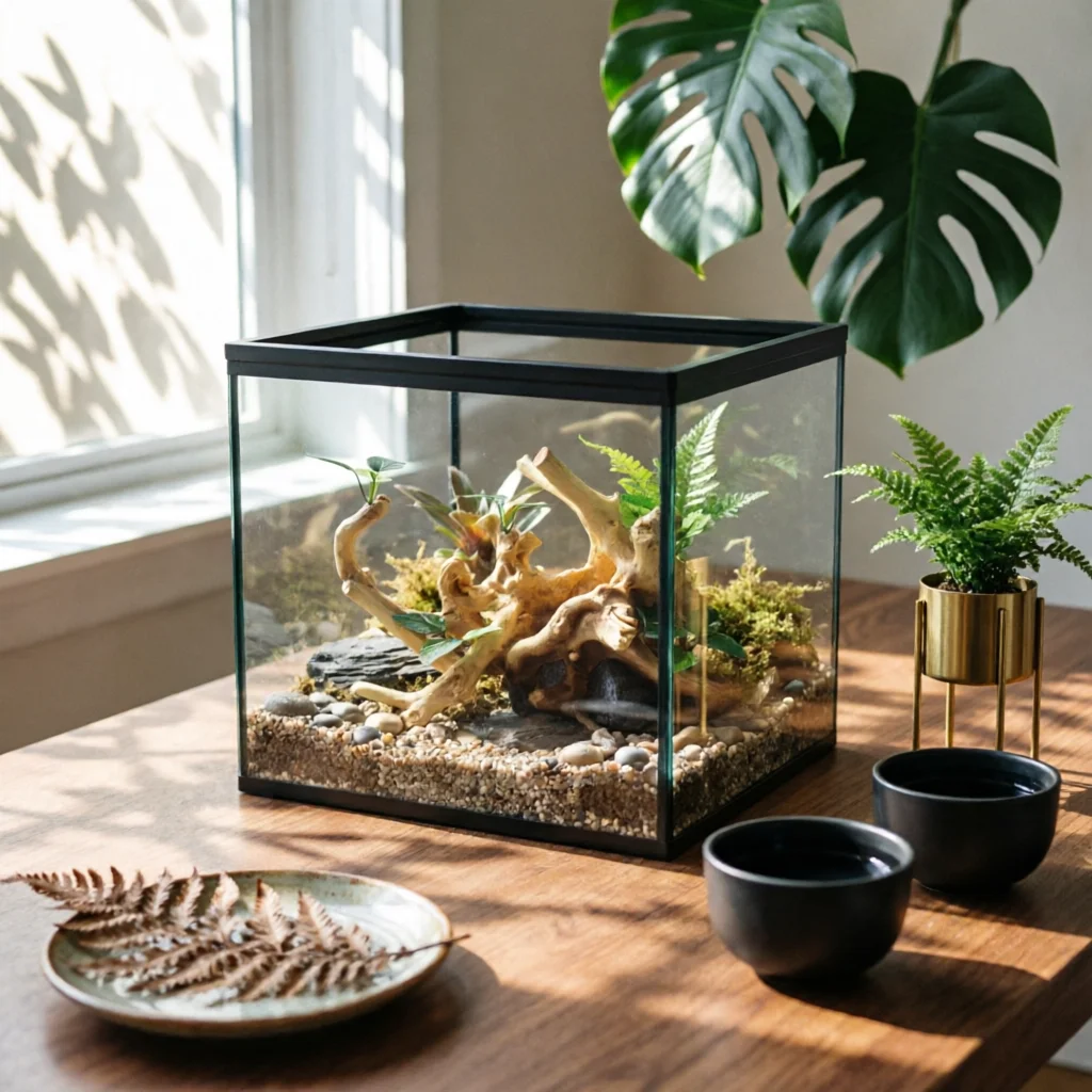 Planted Aquarium With Driftwood - Driftwood Branch with Leaves Realistic Aquarium
