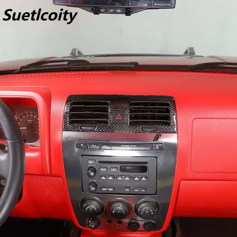 

Suetlcoity For Hummer H3 05-09 Soft Carbon Fiber Car Central Control Air Vent Frame Cover Trim Sticker Interior Car Accessories