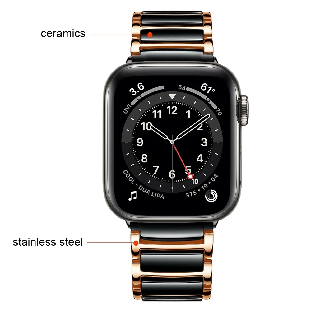 Pulseira de cerâmica para Apple Watch, Correia Correa, Série iWatch Ultra 10, 9, 8, 7, 6, 5, 4SE Band, 49mm, 45mm, 44mm, 41 milímetros, 42 milímetros, 46 milímetros