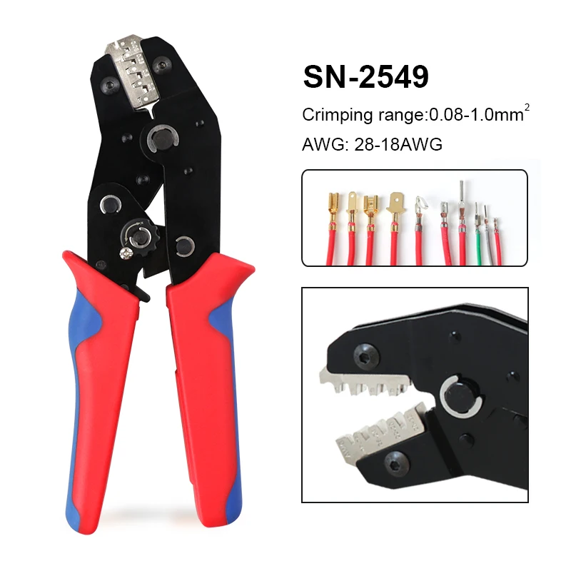 SN-2549 Crimping Pliers DuPont Terminal Connector Bare Terminal Spring Insert 0.08-1mm ² Crimping Pliers Tools