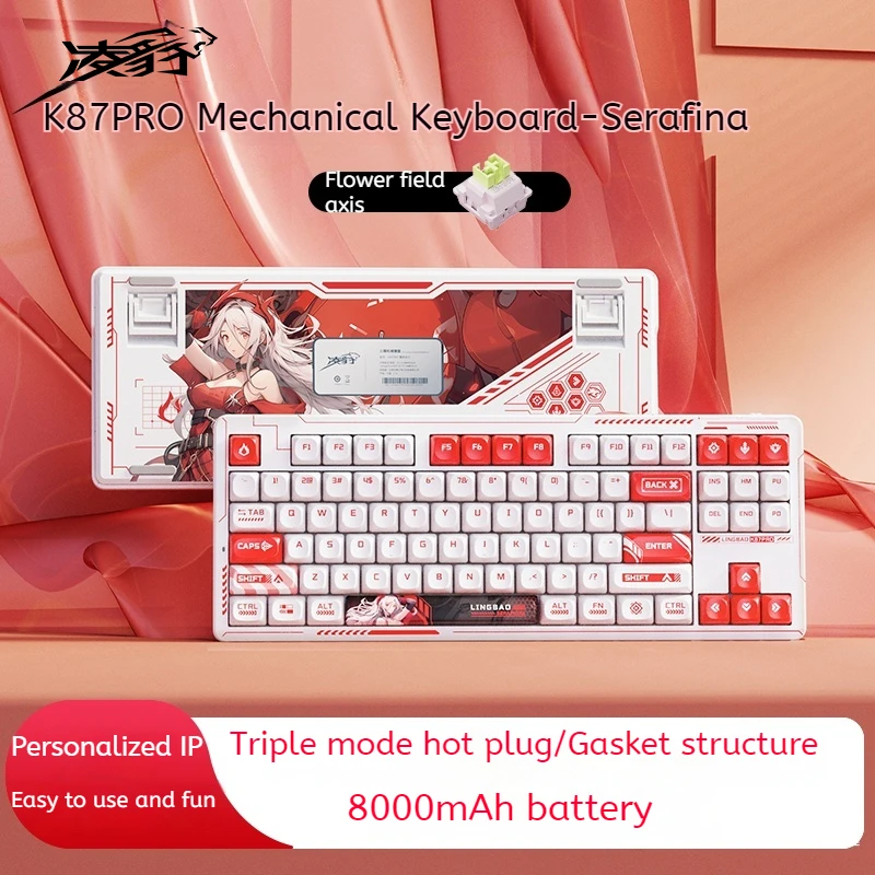 Lingbao K87 Mechanical Keyboard 2.4g Bluetooth Three Mode Customization Keyboards Gasket Structure Full Key Hot Plug And Unplug