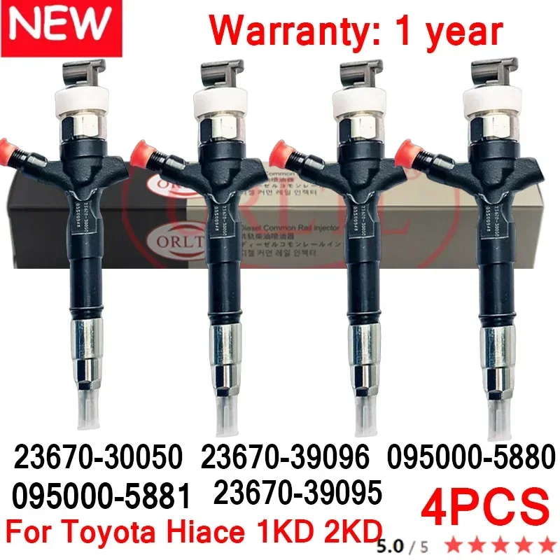 4PCS NEW 23670-30050 23670-39096 23670-39095 Original Common Rail Injector 095000-5880 095000-5881 For Toyota Hiace 1KD 2KD