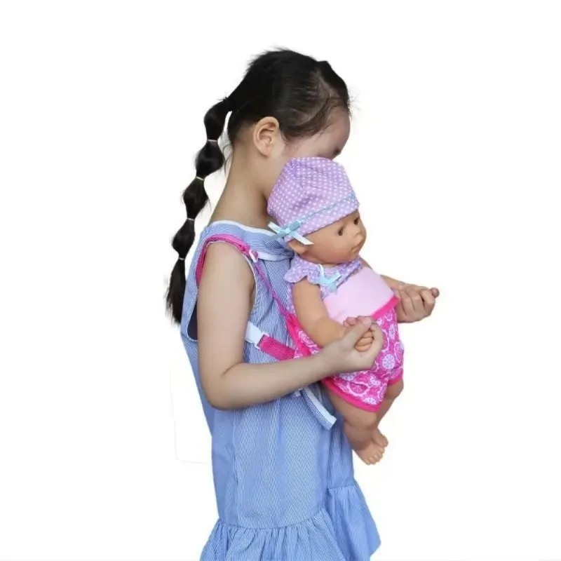 Doll Carrier Backpack for 18 Inch Dolls, Plush Baby Doll Travel Bag with Straps, Front/Back Carry, Nurturing Role Play Toy,