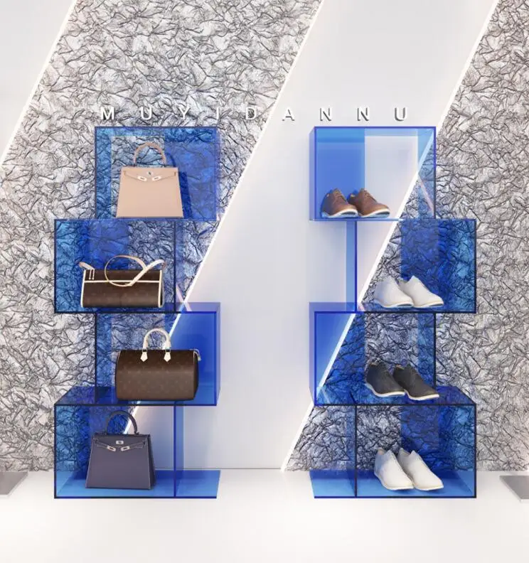 

Shoe store shoe display shelf clothing store shoe bag acrylic Plexiglass display cabinet display window decoration