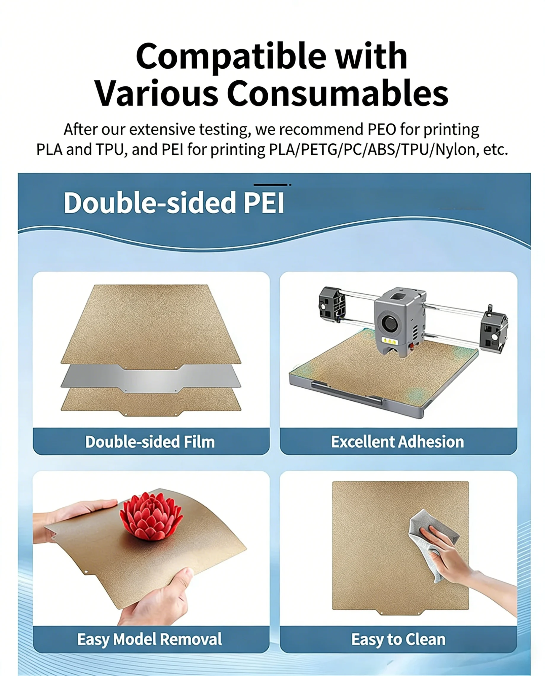 

Магнитная платформа для 3D-принтера 235x235 мм с PEI-покрытием, термостойкая стальная подставка для Creality Ender 3 и Ender 3 Pro