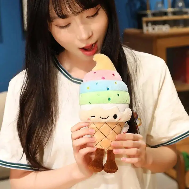 Creative Ice Cream Plush Toy Stuffed Sweet Ice cream Cone Dessert Food Soft Doll Pillow Room Decor Sweet Holiday Gifts For Kids