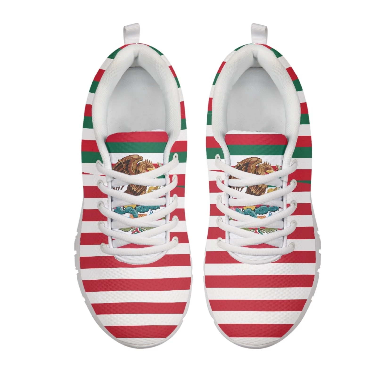 Coloranimal Mexican Flag Striped Pattern Tennis Shoes Running Walking Shoes for Women Breathable Running Shoe