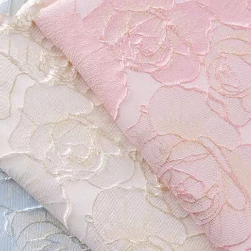 New Cross Border Style Rose Jacquard Fabric Gold Thread Woven Retro Coat Vest Dress DIY Sewing Material European Brocade
