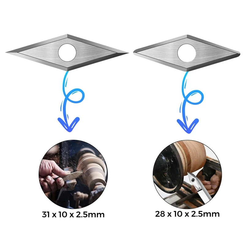 10-teilige Wolframcarbid-Fräser einsätze für Dreh werkzeuge für Holz drehmaschinen, 30x10mm Diamant spitze Ecke und abgerundete Ecke langlebig