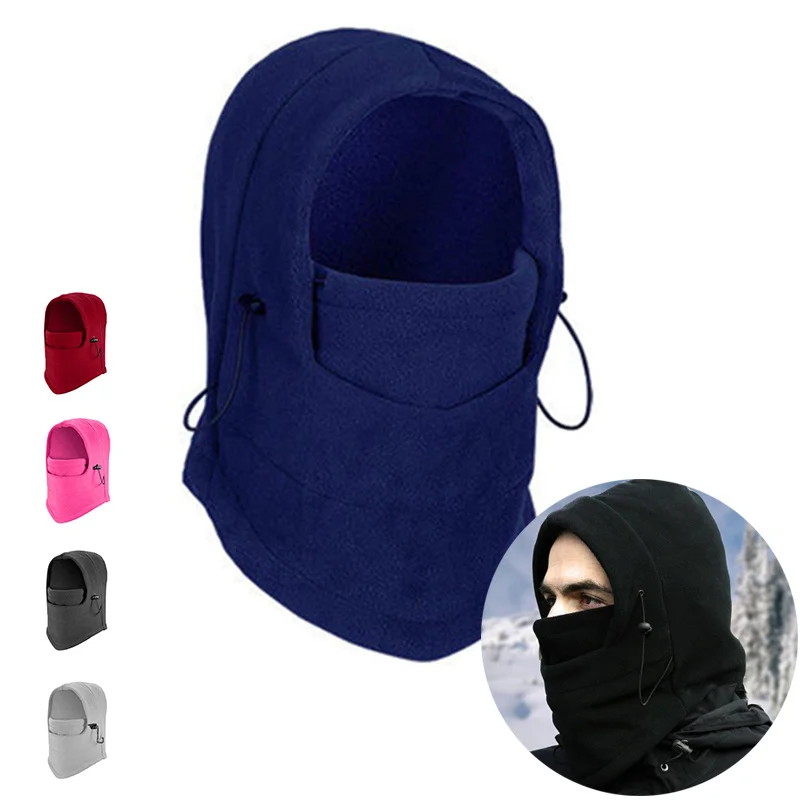 Winter Fleece Hood Hats Outdoor Riding 2 In 1 Neck Warmer Hood Caps Coldproof Ski Mask Warm Bonnet